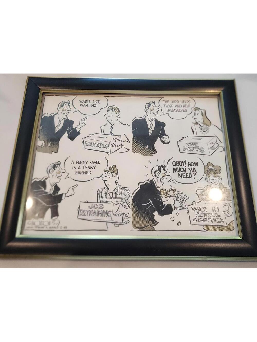 Steve Lindstrom Editorial Cartoon News-Tribune & Herald 1983 Political Art